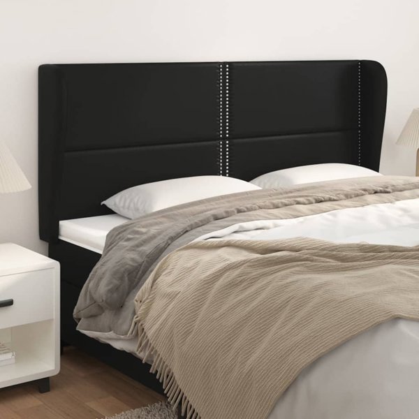 vidaXL Zaglowek uszak czarny 203x23x118-128 cm sztuczna skora