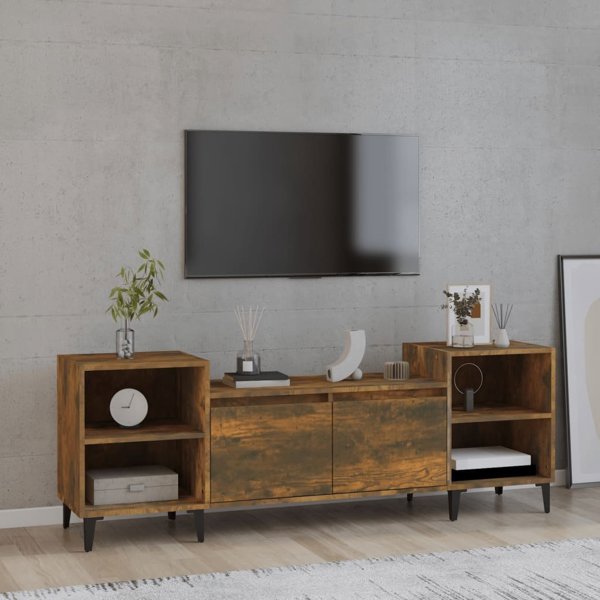 vidaXL Έπιπλο τηλεόρασης, καπνισμένη δρυς, 160x35x55 cm