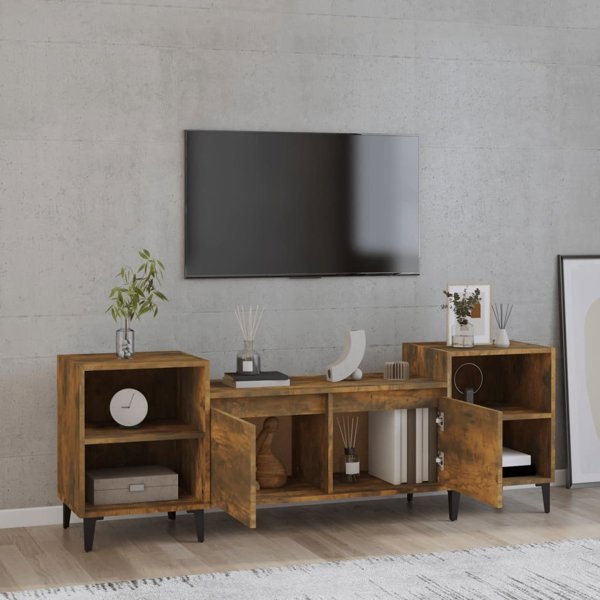 vidaXL Έπιπλο τηλεόρασης, καπνισμένη δρυς, 160x35x55 cm
