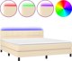 vidaXL Κρεβάτι Continental με Στρώμα, Κρεμ, Υφασμάτινο 180x200 cm