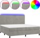 vidaXL Lozko kontynentalne z materacem i LED, szare 200x200cm, aksamit