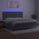 vidaXL Lozko kontynentalne z materacem i LED, szare 200x200cm, aksamit