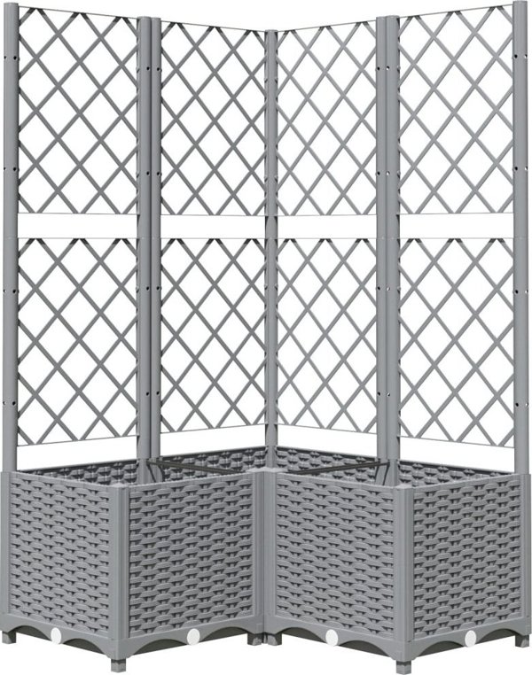 vidaXL Γλάστρα κήπου με πλέγμα, ανοιχτό γκρι, 80x80x136 εκ., PP