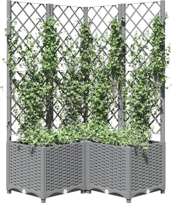 vidaXL Γλάστρα κήπου με πλέγμα, ανοιχτό γκρι, 80x80x136 εκ., PP