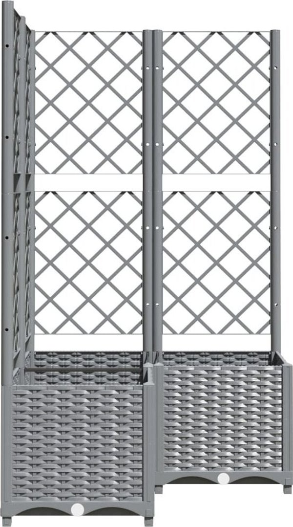 vidaXL Γλάστρα κήπου με πλέγμα, ανοιχτό γκρι, 80x80x136 εκ., PP