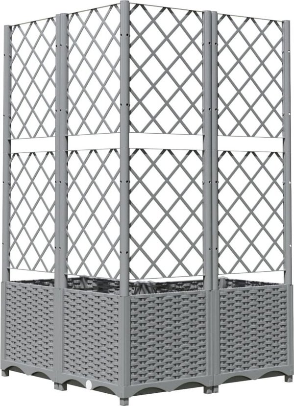 vidaXL Γλάστρα κήπου με πλέγμα, ανοιχτό γκρι, 80x80x136 εκ., PP