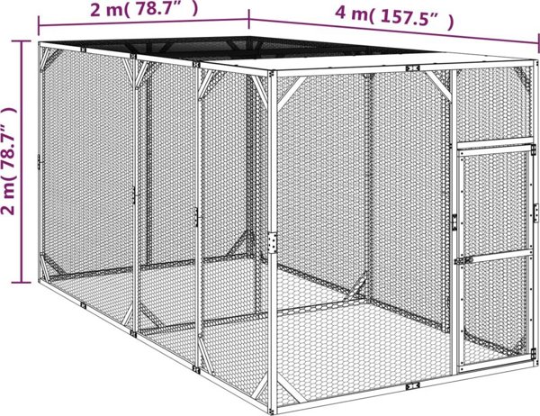 vidaXL Κλουβί για κοτόπουλα 200x400x200 cm από εμποτισμένο πεύκο