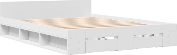 vidaXL Λευκό πλαίσιο κρεβατιού με συρτάρια, 135x190 cm
