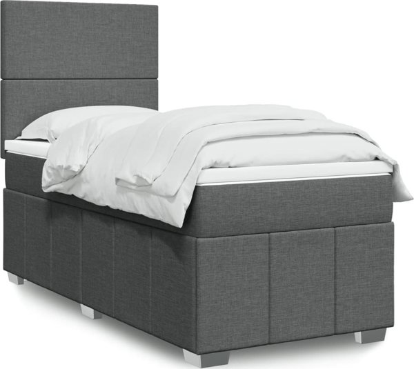 vidaXL Κρεβάτι Continental με στρώμα, σκούρο γκρι ύφασμα, 100x200 cm