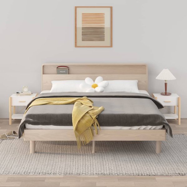 vidaXL Σετ 2 κομοδίνα λευκά 42x38x45 εκ., από ξυλώδες υλικό