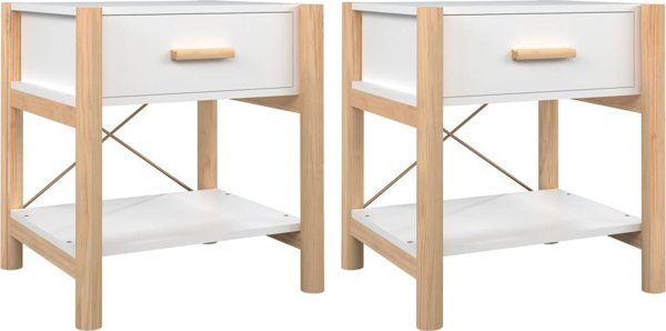 vidaXL Σετ 2 κομοδίνα λευκά 42x38x45 εκ., από ξυλώδες υλικό