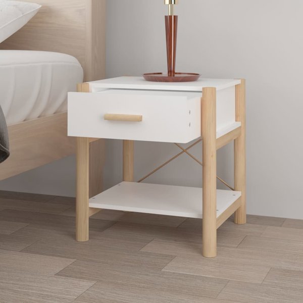 vidaXL Σετ 2 κομοδίνα λευκά 42x38x45 εκ., από ξυλώδες υλικό