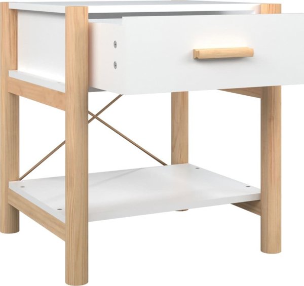 vidaXL Σετ 2 κομοδίνα λευκά 42x38x45 εκ., από ξυλώδες υλικό