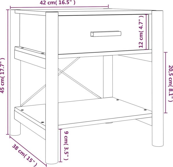vidaXL Σετ 2 κομοδίνα λευκά 42x38x45 εκ., από ξυλώδες υλικό