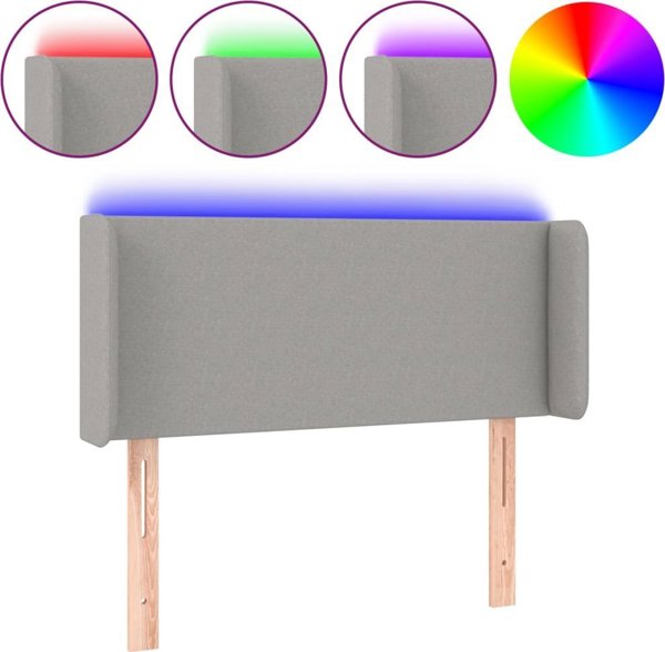 vidaXL Κεφαλάρι κρεβατιού με LED, ανοιχτό γκρι, 93x16x78/88 εκ., ύφασμα