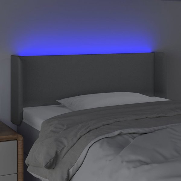 vidaXL Κεφαλάρι κρεβατιού με LED, ανοιχτό γκρι, 93x16x78/88 εκ., ύφασμα