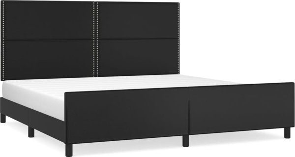 vidaXL Rama κρεβατιού με κεφαλάρι, μαύρο, 200x200 cm, με τεχνητό δέρμα
