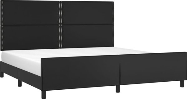 vidaXL Rama κρεβατιού με κεφαλάρι, μαύρο, 200x200 cm, με τεχνητό δέρμα