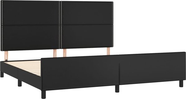 vidaXL Rama κρεβατιού με κεφαλάρι, μαύρο, 200x200 cm, με τεχνητό δέρμα