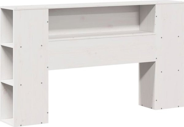 vidaXL Κρεβάτι με ράφι 160x200 cm λευκό από πεύκο χωρίς στρώμα