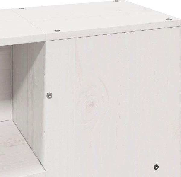 vidaXL Κρεβάτι με ράφι 160x200 cm λευκό από πεύκο χωρίς στρώμα
