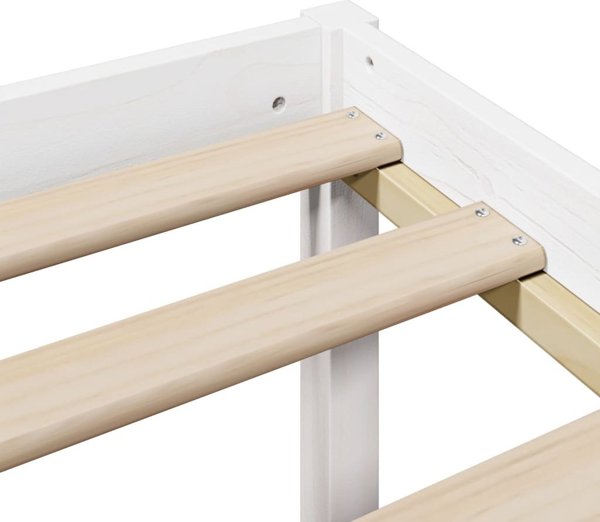 vidaXL Κρεβάτι με ράφι 160x200 cm λευκό από πεύκο χωρίς στρώμα