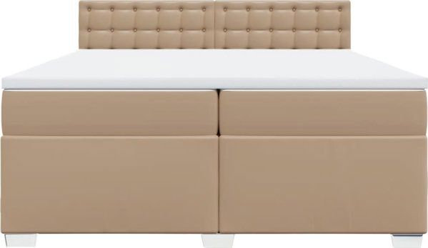 vidaXL Lozko kontynentalne z materacem, cappuccino ekoskora 200x200 cm
