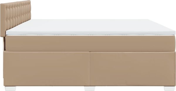 vidaXL Lozko kontynentalne z materacem, cappuccino ekoskora 200x200 cm