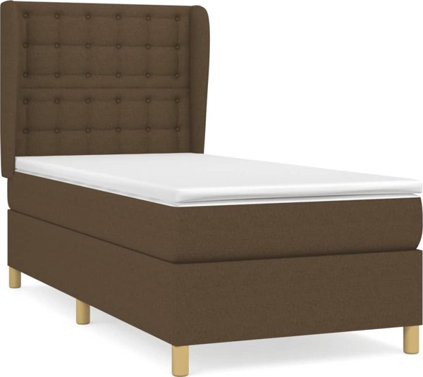 vidaXL Υφασμάτινο κρεβάτι με στρώμα, καφέ, 100x200 εκ.