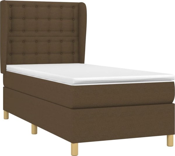 vidaXL Υφασμάτινο κρεβάτι με στρώμα, καφέ, 100x200 εκ.