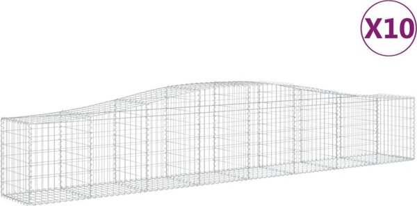 vidaXL Kosze gabionowe, 10 τεμ, 400x50x60/80 εκ, γαλβανισμένος σίδηρος