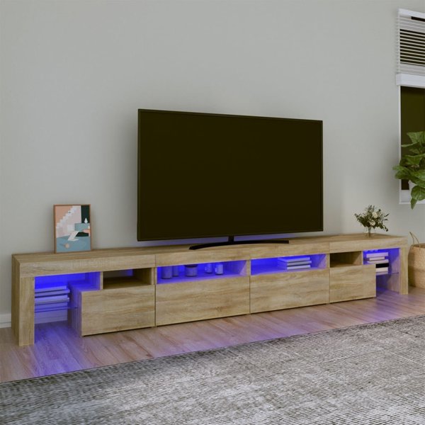 vidaXL Ντουλάπι TV με φωτισμό LED, δρυς sonoma, 280x36,5x40 cm