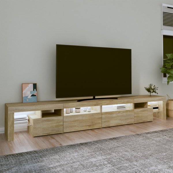 vidaXL Ντουλάπι TV με φωτισμό LED, δρυς sonoma, 280x36,5x40 cm