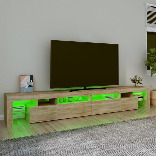 vidaXL Ντουλάπι TV με φωτισμό LED, δρυς sonoma, 280x36,5x40 cm