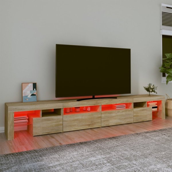 vidaXL Ντουλάπι TV με φωτισμό LED, δρυς sonoma, 280x36,5x40 cm
