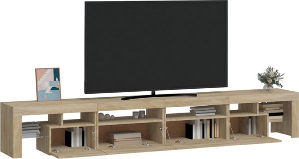 vidaXL Ντουλάπι TV με φωτισμό LED, δρυς sonoma, 280x36,5x40 cm