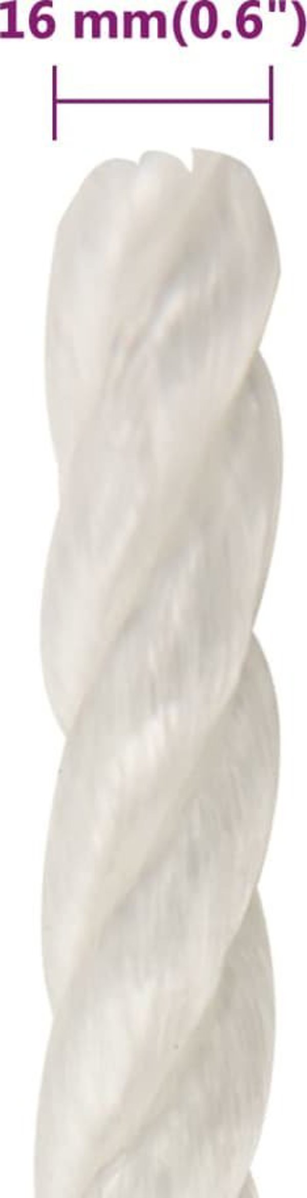 vidaXL Linka robocza, λευκή, 16 mm, 25 m, πολυπροπυλένιο