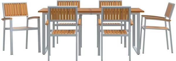 vidaXL Σετ Τραπεζαρίας Κήπου 7 Τεμαχίων, Ανοιχτό Γκρι, Ανθεκτικό Σετ Εξωτερικού Χώρου