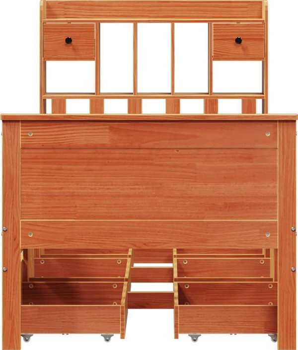 vidaXL Κρεβάτι με Ράφι 75x190 cm Καστανομέλι Πεύκου χωρίς Στρώμα