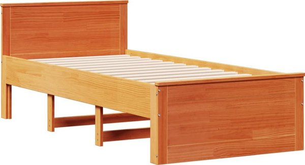 vidaXL Κρεβάτι με Ράφι 75x190 cm Καστανομέλι Πεύκου χωρίς Στρώμα