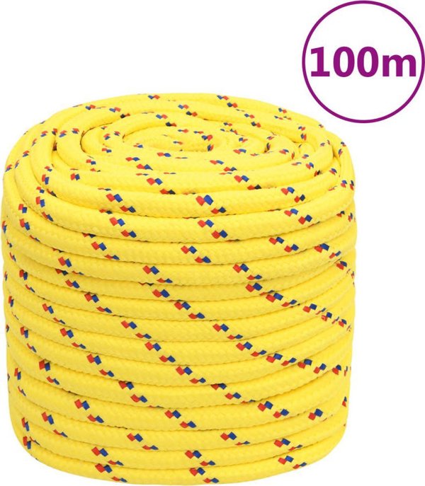 vidaXL Κορδόνι ιστιοπλοΐας, κίτρινο, 16 mm, 100 μ, πολυπροπυλένιο