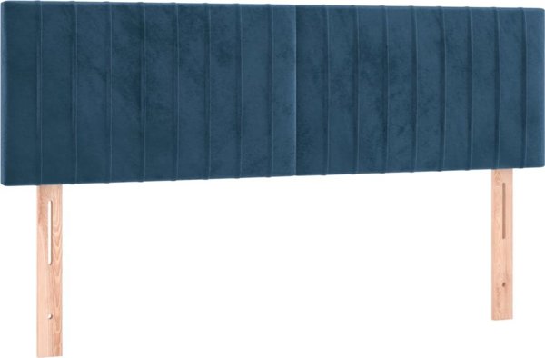 vidaXL Κρεβάτι κοντινενταλ με LED, μπλε βελουδο 140x200cm