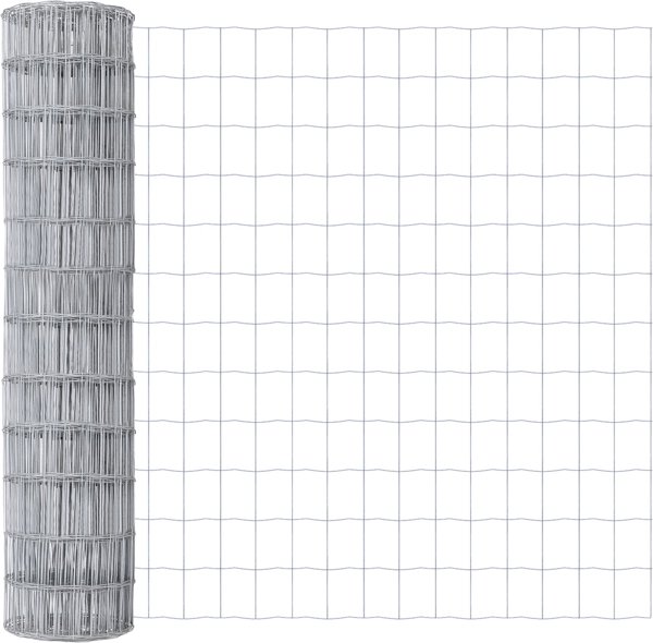vidaXL Euro Φράχτης Κήπου, Γαλβανισμένο Ατσάλι, 1.2x25μ, με 13 Κολώνες και Φλάντζες