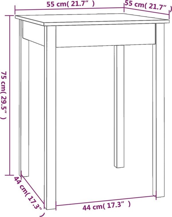 vidaXL Τραπέζι φαγητού, 55x55x75 cm, από μασίφ πεύκο
