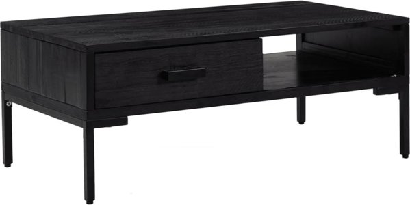 vidaXL vidaXL Stolik kawowy, czarny, 90x50x35 cm, drewno sosnowe z odzysku