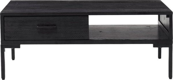 vidaXL vidaXL Stolik kawowy, czarny, 90x50x35 cm, drewno sosnowe z odzysku