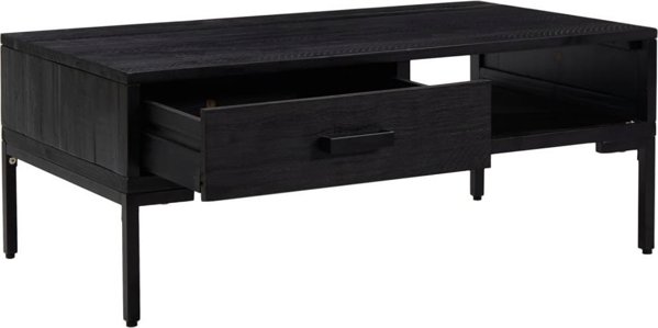 vidaXL vidaXL Stolik kawowy, czarny, 90x50x35 cm, drewno sosnowe z odzysku