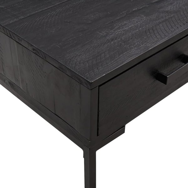 vidaXL vidaXL Stolik kawowy, czarny, 90x50x35 cm, drewno sosnowe z odzysku