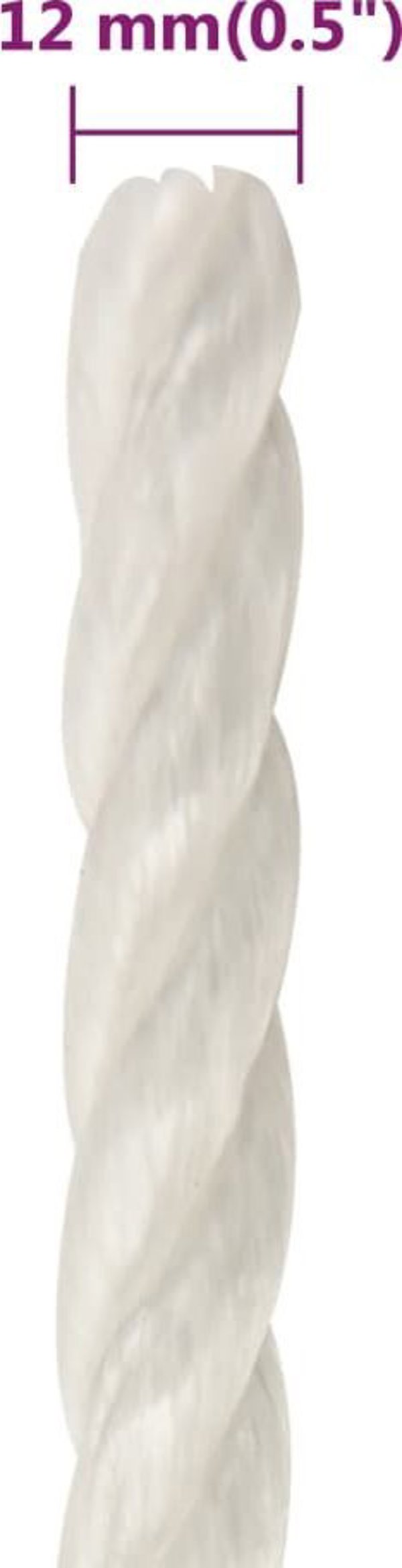 vidaXL Linka robocza, λευκή, 12 mm, 25 m, πολυπροπυλένιο