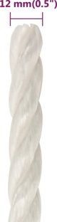 vidaXL Linka robocza, λευκή, 12 mm, 25 m, πολυπροπυλένιο